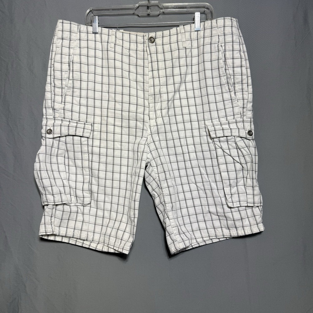 Levi's Cargo Shorts Mens sz 38 White‎ Square Check Design Baggy Y2K Preppy Sk8r